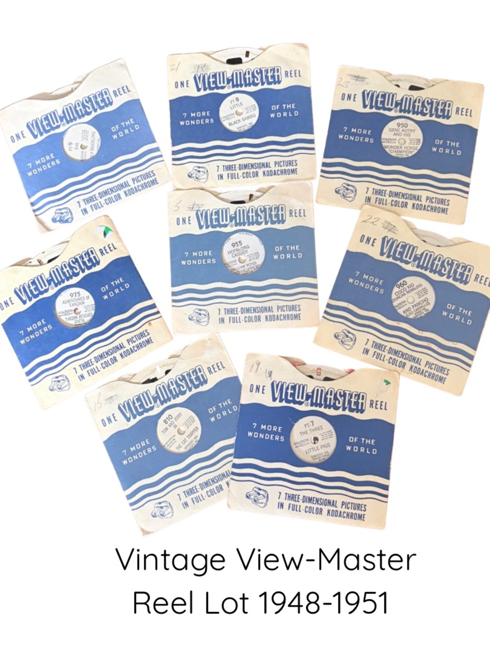 Vintage View-Master Reel Lot – Blue & White Sleeves 1948-1951